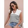 imageDisamer Short Sleeve Sweater for Women 2025 Spring Fashion Striped Sleeveless Vest Casual Tank Tops Summer ShirtsStripe White