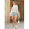 imageDisamer Womens Long Sleeve Shirts 2025 Fall Sweaters Crewneck Striped Knitted Tops Slim Fitted Casual Basic Tee BlouseApricot