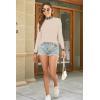imageDisamer Womens Long Sleeve Shirts 2025 Fall Sweaters Crewneck Striped Knitted Tops Slim Fitted Casual Basic Tee BlouseBraid Apricot