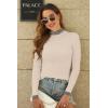 imageDisamer Womens Long Sleeve Shirts 2025 Fall Sweaters Crewneck Striped Knitted Tops Slim Fitted Casual Basic Tee BlouseBraid Apricot