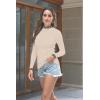imageDisamer Womens Long Sleeve Shirts 2025 Fall Sweaters Crewneck Striped Knitted Tops Slim Fitted Casual Basic Tee BlouseBraid Apricot