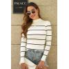 imageDisamer Womens Long Sleeve Shirts 2025 Fall Sweaters Crewneck Striped Knitted Tops Slim Fitted Casual Basic Tee BlouseLine Apricot