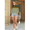 imageDisamer Womens Long Sleeve Shirts 2025 Fall Sweaters Crewneck Striped Knitted Tops Slim Fitted Casual Basic Tee BlouseTriple Green