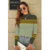 imageDisamer Womens Long Sleeve Shirts 2025 Fall Sweaters Crewneck Striped Knitted Tops Slim Fitted Casual Basic Tee BlouseTriple Green
