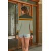imageDisamer Womens Long Sleeve Shirts 2025 Fall Sweaters Crewneck Striped Knitted Tops Slim Fitted Casual Basic Tee BlouseTriple Green
