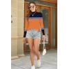 imageDisamer Womens Long Sleeve Shirts 2025 Fall Sweaters Crewneck Striped Knitted Tops Slim Fitted Casual Basic Tee BlouseTriple Orange