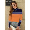 imageDisamer Womens Long Sleeve Shirts 2025 Fall Sweaters Crewneck Striped Knitted Tops Slim Fitted Casual Basic Tee BlouseTriple Orange