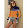 imageDisamer Womens Long Sleeve Shirts 2025 Fall Sweaters Crewneck Striped Knitted Tops Slim Fitted Casual Basic Tee BlouseTriple Orange