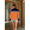 imageDisamer Womens Long Sleeve Shirts 2025 Fall Sweaters Crewneck Striped Knitted Tops Slim Fitted Casual Basic Tee BlouseTriple Orange