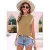 imageDisamer Womens Short Sleeve Sweater Tops Spring Summer Shirts 2025 Striped Pullover Cap Sleeve Knit Sleeveless VestBraid Camel