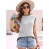imageDisamer Womens Short Sleeve Sweater Tops Spring Summer Shirts 2025 Striped Pullover Cap Sleeve Knit Sleeveless VestBraid Grey