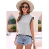 imageDisamer Womens Short Sleeve Sweater Tops Spring Summer Shirts 2025 Striped Pullover Cap Sleeve Knit Sleeveless VestBraid Grey