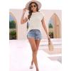 imageDisamer Womens Short Sleeve Sweater Tops Spring Summer Shirts 2025 Striped Pullover Cap Sleeve Knit Sleeveless VestPure Apricot