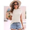 imageDisamer Womens Short Sleeve Sweater Tops Spring Summer Shirts 2025 Striped Pullover Cap Sleeve Knit Sleeveless VestPure Apricot