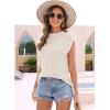 imageDisamer Womens Short Sleeve Sweater Tops Spring Summer Shirts 2025 Striped Pullover Cap Sleeve Knit Sleeveless VestPure Apricot