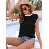imageDisamer Womens Short Sleeve Sweater Tops Spring Summer Shirts 2025 Striped Pullover Cap Sleeve Knit Sleeveless VestPure Black