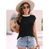 imageDisamer Womens Short Sleeve Sweater Tops Spring Summer Shirts 2025 Striped Pullover Cap Sleeve Knit Sleeveless VestPure Black