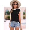 imageDisamer Womens Short Sleeve Sweater Tops Spring Summer Shirts 2025 Striped Pullover Cap Sleeve Knit Sleeveless VestPure Black