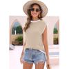imageDisamer Womens Short Sleeve Sweater Tops Spring Summer Shirts 2025 Striped Pullover Cap Sleeve Knit Sleeveless VestPure Brown