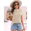 imageDisamer Womens Short Sleeve Sweater Tops Spring Summer Shirts 2025 Striped Pullover Cap Sleeve Knit Sleeveless VestPure Brown