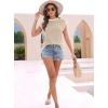 imageDisamer Womens Short Sleeve Sweater Tops Spring Summer Shirts 2025 Striped Pullover Cap Sleeve Knit Sleeveless VestPure Brown