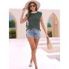 imageDisamer Womens Short Sleeve Sweater Tops Spring Summer Shirts 2025 Striped Pullover Cap Sleeve Knit Sleeveless VestPure Green