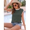 imageDisamer Womens Short Sleeve Sweater Tops Spring Summer Shirts 2025 Striped Pullover Cap Sleeve Knit Sleeveless VestPure Green