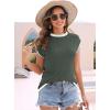 imageDisamer Womens Short Sleeve Sweater Tops Spring Summer Shirts 2025 Striped Pullover Cap Sleeve Knit Sleeveless VestPure Green