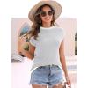 imageDisamer Womens Short Sleeve Sweater Tops Spring Summer Shirts 2025 Striped Pullover Cap Sleeve Knit Sleeveless VestPure Grey