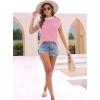 imageDisamer Womens Short Sleeve Sweater Tops Spring Summer Shirts 2025 Striped Pullover Cap Sleeve Knit Sleeveless VestPure Pink