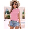 imageDisamer Womens Short Sleeve Sweater Tops Spring Summer Shirts 2025 Striped Pullover Cap Sleeve Knit Sleeveless VestPure Pink