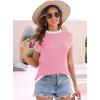 imageDisamer Womens Short Sleeve Sweater Tops Spring Summer Shirts 2025 Striped Pullover Cap Sleeve Knit Sleeveless VestPure Pink