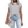 imageDisamer Womens Short Sleeve Sweater Tops Spring Summer Shirts 2025 Striped Pullover Cap Sleeve Knit Sleeveless VestPure Grey