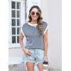 imageDisamer Summer Tops for Women 2025 Cap Sleeve Sweater Tank Tops Sleeveless Vest Oversized Short Sleeve ShirtsBlack
