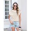 imageDisamer Summer Tops for Women 2025 Cap Sleeve Sweater Tank Tops Sleeveless Vest Oversized Short Sleeve ShirtsKhaki