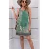 imageDisamer Womens Summer Dress 2025 Casual Button Down V Neck Sleeveless Boho Floral Beach Sundresses Vacation ALine DressesFlower Wallpaper Green