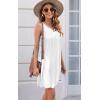 imageDisamer Womens Summer Dress 2025 Casual Button Down V Neck Sleeveless Boho Floral Beach Sundresses Vacation ALine DressesLiu White