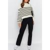 imageWomens 2025 Fall Sweaters Trendy Long Sleeve Knitted Tops Side Slit Crew Neck Oversized Cropped Pullover Jumper