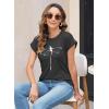 imageWomens Summer Tops Spring Outfits 2025 Fashion Casual Dressy T Shirts Cap Sleeve Workout Clothes Going Out Trendy VacationPrint Black