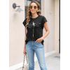 imageWomens Summer Tops Spring Outfits 2025 Fashion Casual Dressy T Shirts Cap Sleeve Workout Clothes Going Out Trendy VacationPrint Black