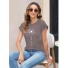 imageWomens Summer Tops Spring Outfits 2025 Fashion Casual Dressy T Shirts Cap Sleeve Workout Clothes Going Out Trendy VacationPrint Brown