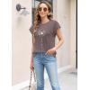 imageWomens Summer Tops Spring Outfits 2025 Fashion Casual Dressy T Shirts Cap Sleeve Workout Clothes Going Out Trendy VacationPrint Brown