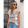 imageWomens Summer Tops Spring Outfits 2025 Fashion Casual Dressy T Shirts Cap Sleeve Workout Clothes Going Out Trendy VacationPrint Colour