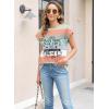 imageWomens Summer Tops Spring Outfits 2025 Fashion Casual Dressy T Shirts Cap Sleeve Workout Clothes Going Out Trendy VacationPrint Colour