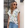 imageWomens Summer Tops Spring Outfits 2025 Fashion Casual Dressy T Shirts Cap Sleeve Workout Clothes Going Out Trendy VacationPrint Leaf