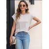 imageWomens Summer Tops Spring Outfits 2025 Fashion Casual Dressy T Shirts Cap Sleeve Workout Clothes Going Out Trendy VacationPure Apricot