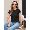 imageWomens Summer Tops Spring Outfits 2025 Fashion Casual Dressy T Shirts Cap Sleeve Workout Clothes Going Out Trendy VacationPure Black