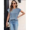 imageWomens Summer Tops Spring Outfits 2025 Fashion Casual Dressy T Shirts Cap Sleeve Workout Clothes Going Out Trendy VacationPure Blue