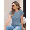 imageWomens Summer Tops Spring Outfits 2025 Fashion Casual Dressy T Shirts Cap Sleeve Workout Clothes Going Out Trendy VacationPure Blue