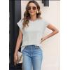 imageWomens Summer Tops Spring Outfits 2025 Fashion Casual Dressy T Shirts Cap Sleeve Workout Clothes Going Out Trendy VacationPure Gray